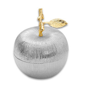 Relic Collections 5.9"H Silver Apple shaped Large Jar